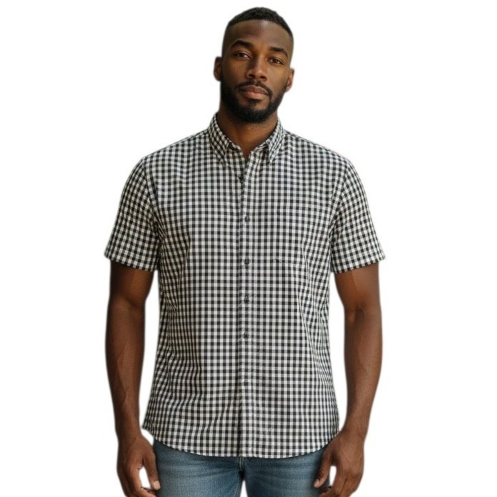 Paul‎ Fredrick 100% Linen Gingham Mens size Large Casual Preppy Button Shirt
